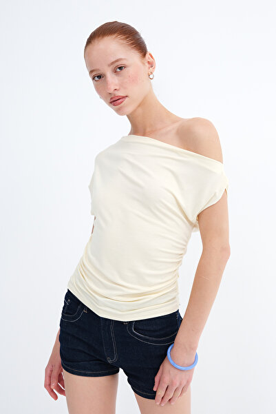 Addax Kayık Yaka Ruched Bluz P0750