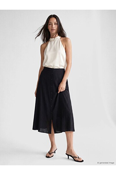 LC Waikiki Lcwaikiki Classic Black Elastic Waist A-Line Skirt
