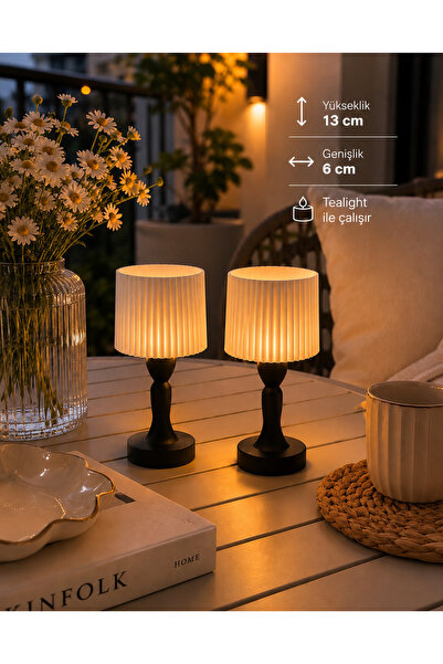 Velzade Home Mini Abajur Mumluk Seti 2'li - Dekoratif Tealight Mum HEDİYE - M...