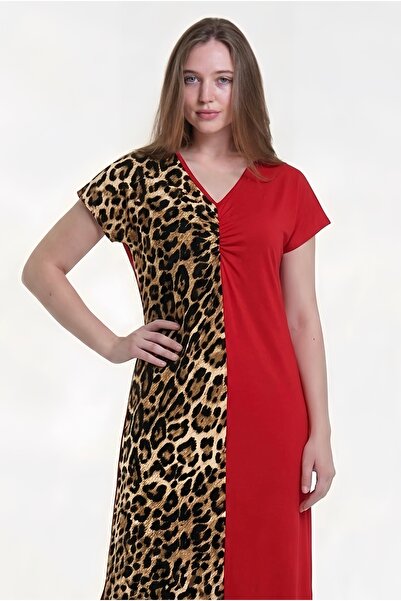 al bent al sharqieh Women's Color-Block Leopard Print Homewear Dress