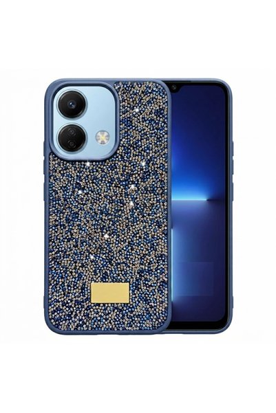 Pilanix Xiaomi Redmi 13C Kılıf Silikon Kenarlı Taşlı Parlak Lux Diamond Kapak