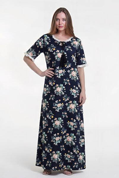 al bent al sharqieh Women's Mustard Cotton Floral Homewear Dress