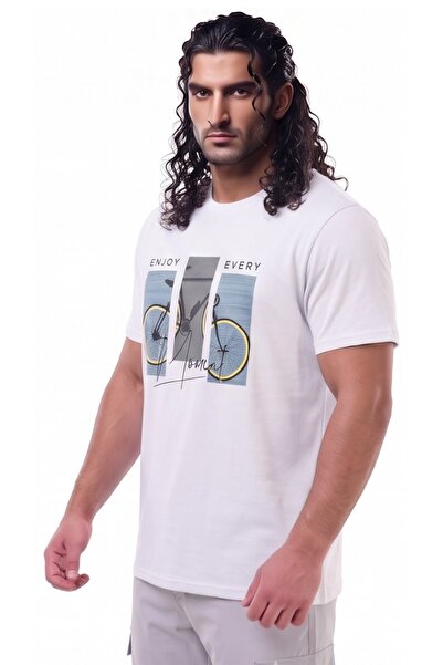 marufshop Men's Oversized Enjoy Every Moment Printed Lycra Crew Neck T-Shirt,...