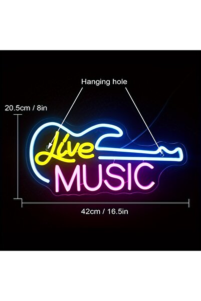 Choice Colorful Music Neon Sign Light for Wall Decor, Multicolor Live Music A...