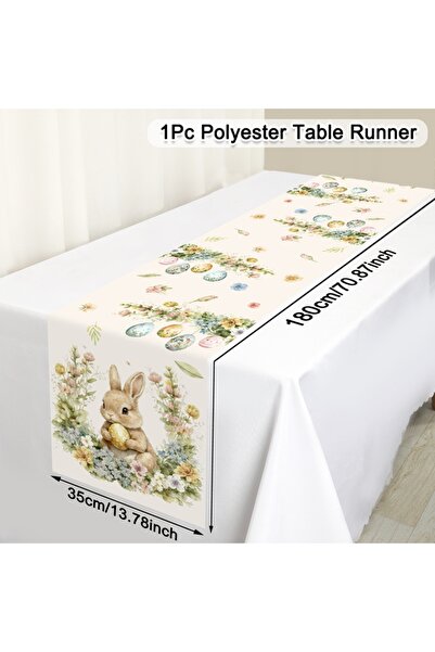 choice2 22 2026 Happy Easter Rabbit Table Runner Bunny Dining Table Cloth Spr...