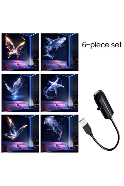 Choice USB Plug Black USB powered LED projection night light ocean and butter...