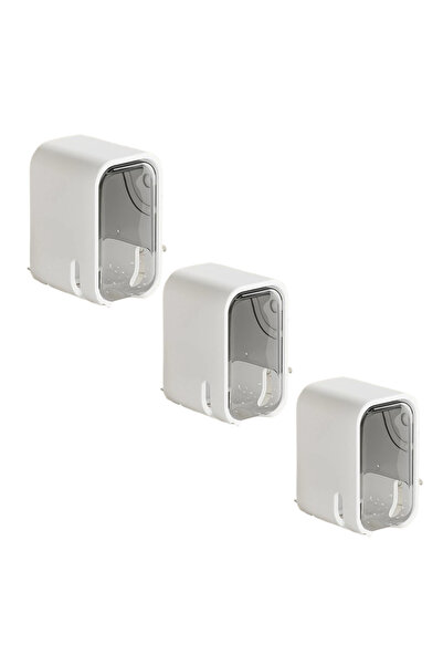 Choice1 gray-3pcs 3pcs Toothbrush Rack Wall-mounted Punch-free Toothbrush Hoo...