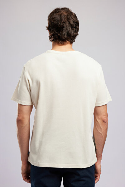 Lee Cooper CONROY Erkek Regular Fit %100 Pamuk Baskılı Bisiklet Yaka T-Shirt Beyaz