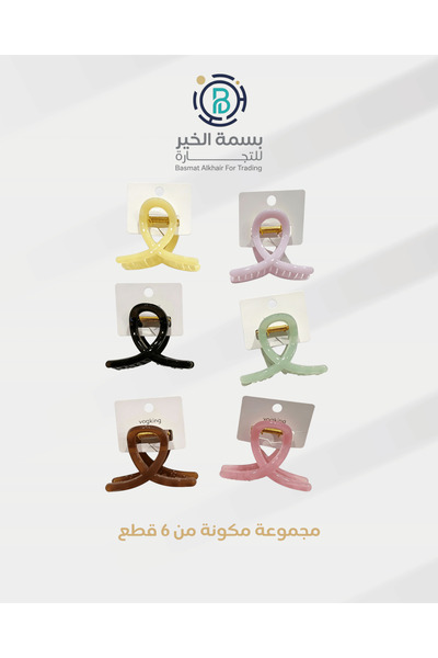 basmh مجموعة مشابك شعر شباصات مكونة من 6 قطع متعدد الأشكال والألوان