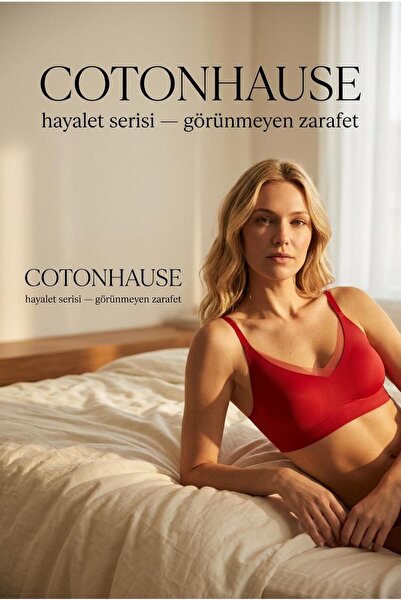 cotonhause Laser Cut Seamless Burgundy Ghost Bra Tulle V-Neck Underwireless P...