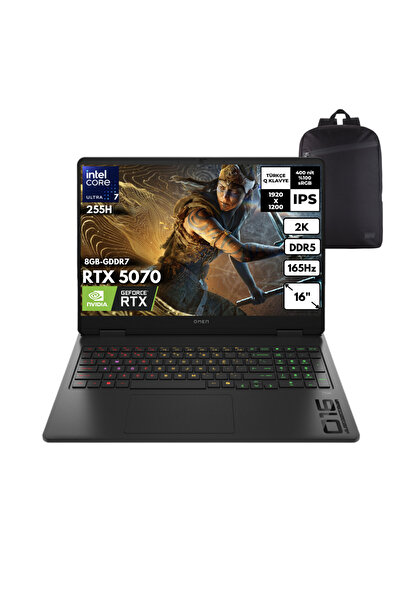HP Omen 16-AM0005NT U7-255H 32GB 1TB RTX5070 (8GB-GDDR7) 16" 2K Freedos +S.Ça...