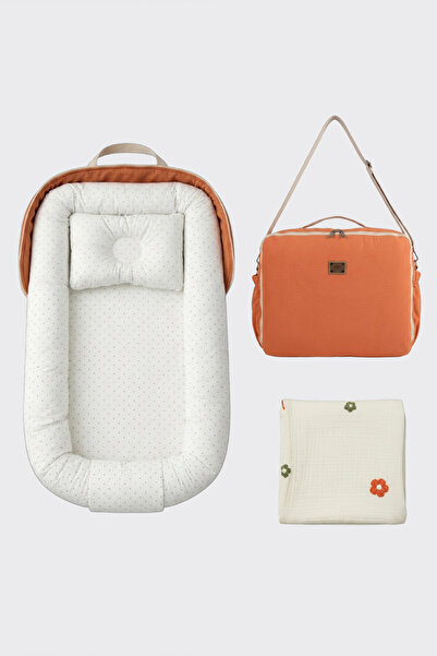 ngn collection Premium Bagged Baby Nest Newborn + Punch Embroidered Muslin Bl...