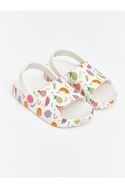 LC Waikiki Lcw Steps Ecru Patterned Girls' Beach Slippers