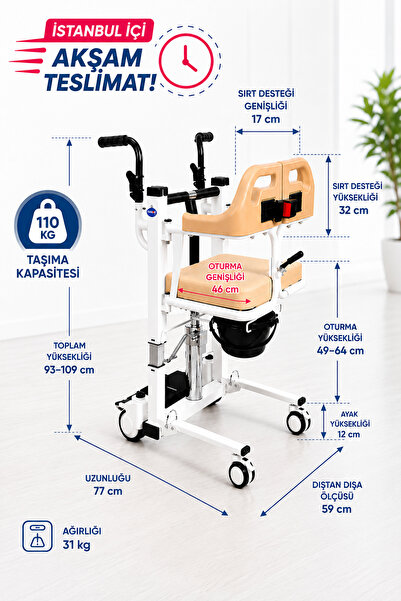 TAGESAN Comfort Plus DM-160 Tuvaletli Tekerlekli Sandalye (MANUEL) Ayak Pedallı