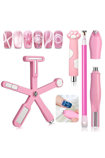Choice Pink 8-in-1 Cat Eye Nail Magnet Set Pink Multifunctional Magnetic Pen ...