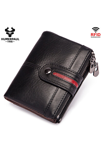 choice2 black HUMERPAUL 100% Genuine Leather Mens Casual Wallet RFID Blocking...