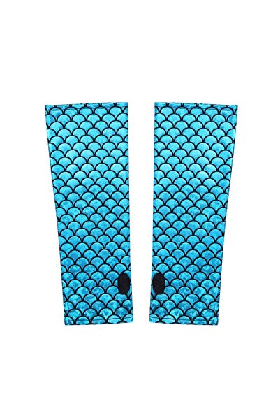 Choice7 One Size Blue Fashion Mermaid Fish Scale Pattern Fingerless Long Glov...