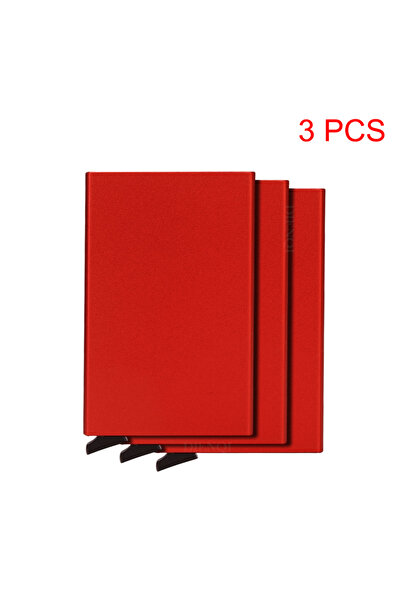 Choice8 Red 3 PCS Rfid Smart Wallet Card Holder Metal Thin Slim Men Women Wal...