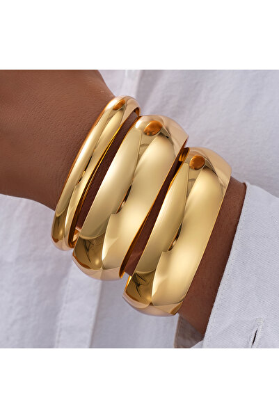 Choice AYAGold 3Pcs/Set Classic Geometric Wide Bangles for Women Geometric Sm...