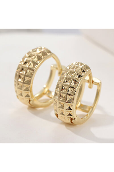Choice GOLD A059 Fashion Classic Embossed Design Golden Plated Wide Hoop Earr...