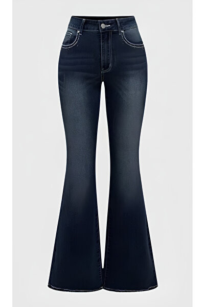 Minga London Y2K Navy Blue Cross Washed Spanish Leg Y2K Pants