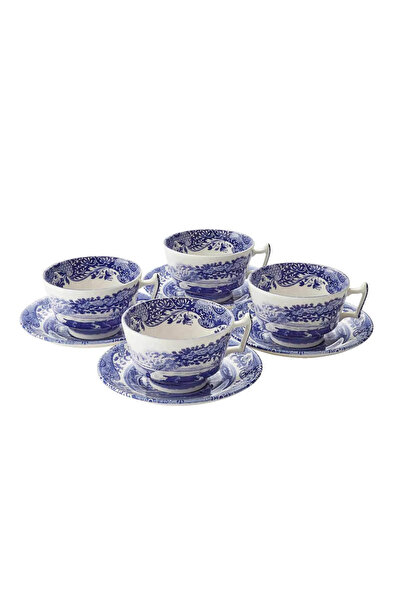 SPODE Set de cafea ceramic premium, Anglia, pentru 4 persoane, albastru