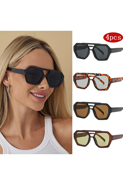 choice2 4pcs z11 4pcs Fashion Female Double Bridges Square Sunglasses Simple ...