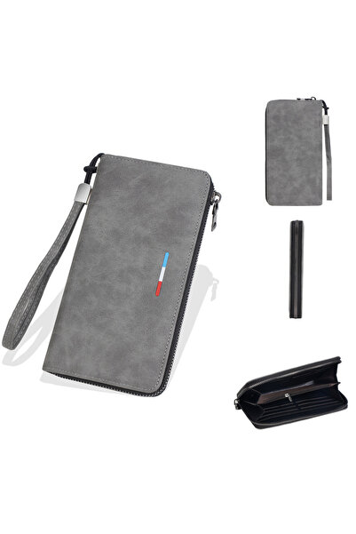 Choice3 Gray Baellerry Men's Long Wallet Zipper Multi-Card Slots Large Capaci...