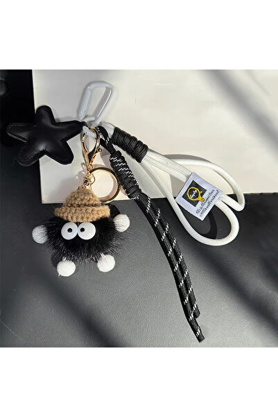 choice2 white Cute Leather Keychain Cartoon Small Coal Ball Key Chain Creativ...