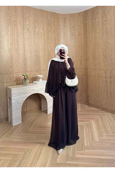SOİ طقم موكا فولانلي بني
