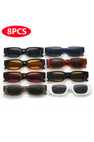 Choice3 8pcs z01 8pcs Fashion Retro UV Resistant Sun Glasses Women Rectangula...