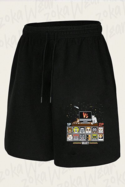 ZOKAWEAR Unisex Internet Cat Fight Design Printed Shorts