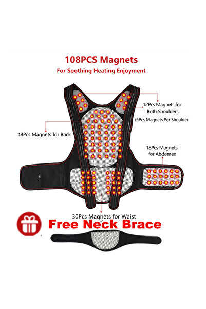 Choice XL Free Neck Brace Self Heating Back Support Waist Brace Magnetic Heat...