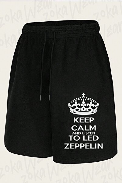 ZOKAWEAR Unisex σορτς με στάμπα σχεδίου Keep Calm της Led Zeppelin