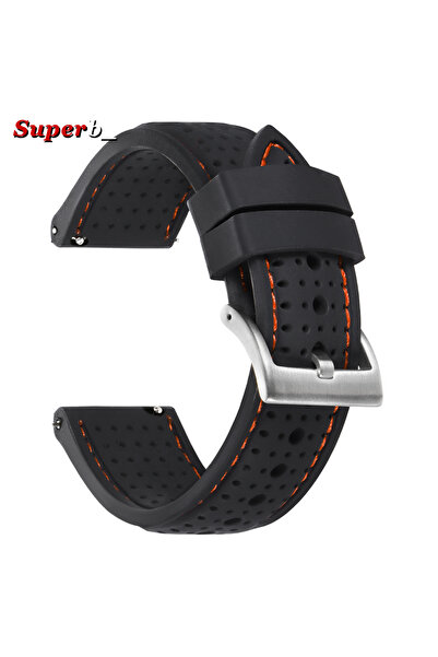 Choice24 22mm Black Orange Breathable Silicone Sports Watchband 20mm 22mm 24m...