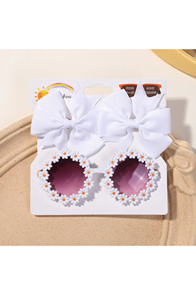 Choice 4455-18 3Pcs/set Cute Girl Bow Hairclips Retro Flower Sunglasses for K...