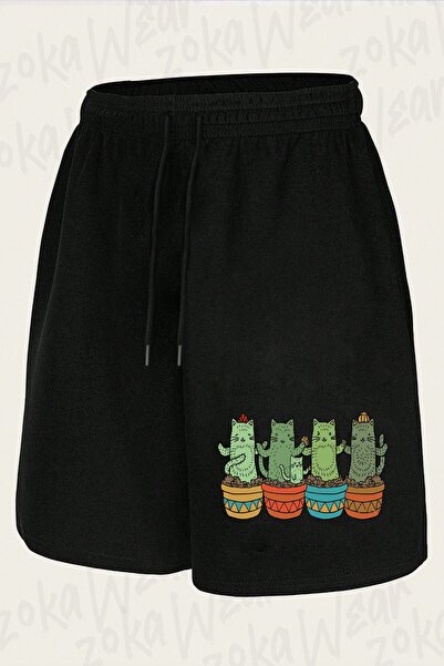 ZOKAWEAR Unisex Catcus Garden Design Printed Shorts