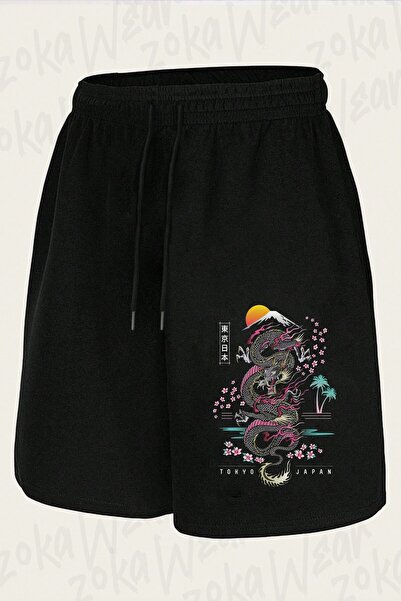 ZOKAWEAR Unisex Dragon Tokyo Japan Σορτς με στάμπα Dragon Design