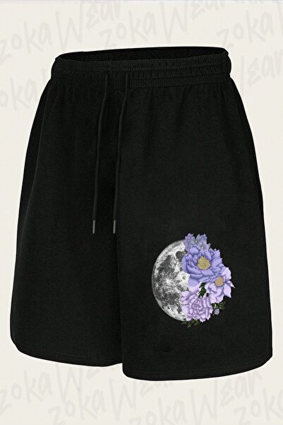 ZOKAWEAR Unisex Moon Abloom in Lavendar and Periwinkle Design Printed Shorts