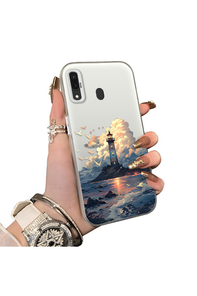 Hontinga Samsung Galaxy A20 Compatible Silicone Edge Hard Back Case Couple Ph...