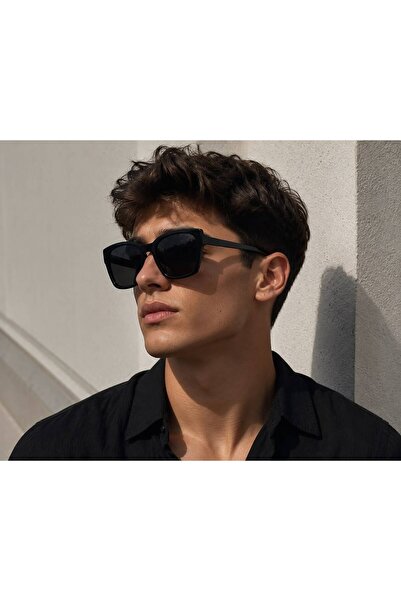 FASHION Ochelari de Soare Oversized Negri Mat – Ramă Pătrată, Protecție UV400...
