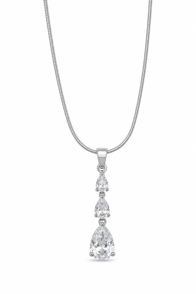 Jack Ferrero Steel Drop Stone Necklace - Stylish and Shiny Design Women's Nec...