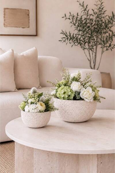 Generic Modern Planting Pot Set (2 Pieces) with Staggered Heights for Corners...