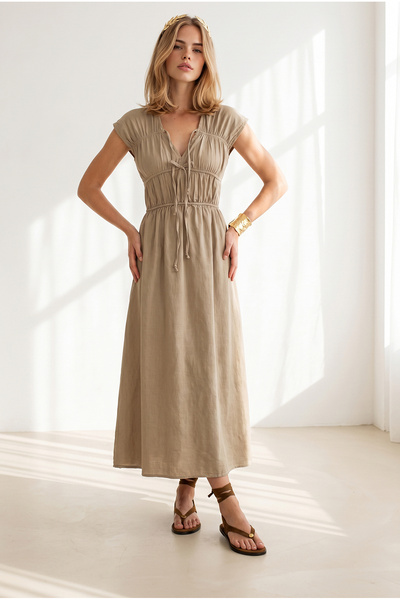 Olalook Women's Stone Lace Detailed Maxi Dress Elb-19002685