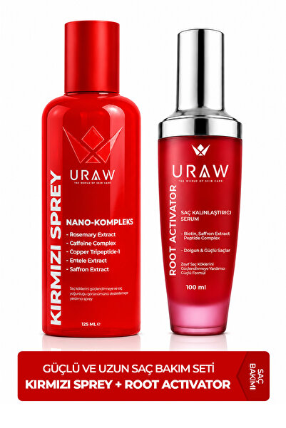 Uraw Güçlü ve Uzun Saç Bakım Seti | Kırmızı Sprey + Root Activator