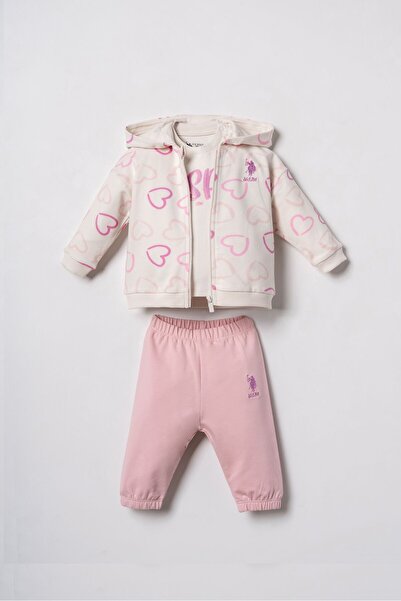 U.S. Polo Assn. Embroidered Baby Girl Cardigan White Long Sleeve Pajama Set U...