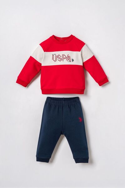 U.S. Polo Assn. Baby Boy Printed Red Long Sleeve Pajama Set Usb3175-C-V1
