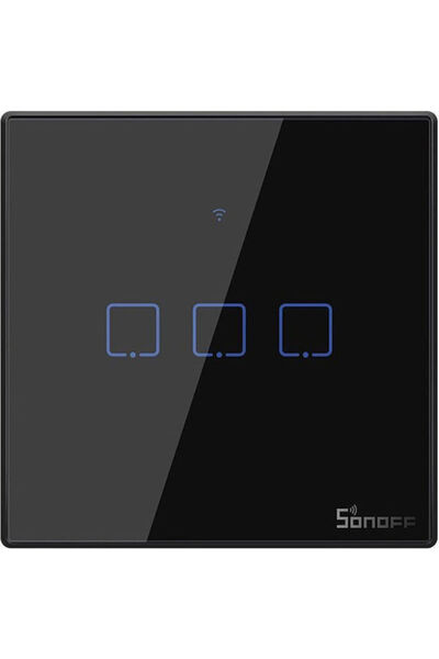 Sonoff T3 Eu Tx 3c Διακόπτης Τοίχου Αφής Wi-Fi Τριπλός με Μαύρο Πλαίσιο