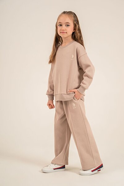 U.S. Polo Assn. Girl's Printed Yellow Long Sleeve Tracksuit Set Us2707-C-V3