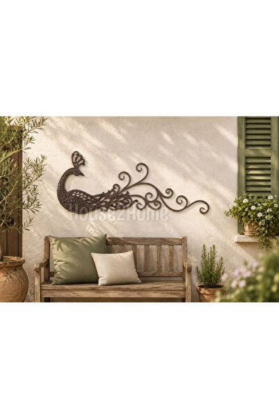 HOUSE2HOME Demir Döküm Tavus Kuşu Duvar Dekoru 102x42 cm – Boyanabilir Ham Dö...